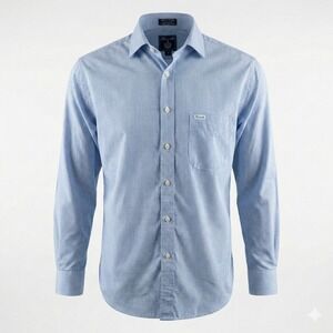 Faconnable Shirt Mens Medium Blue White Check Button Down Albert Goldberg VTG